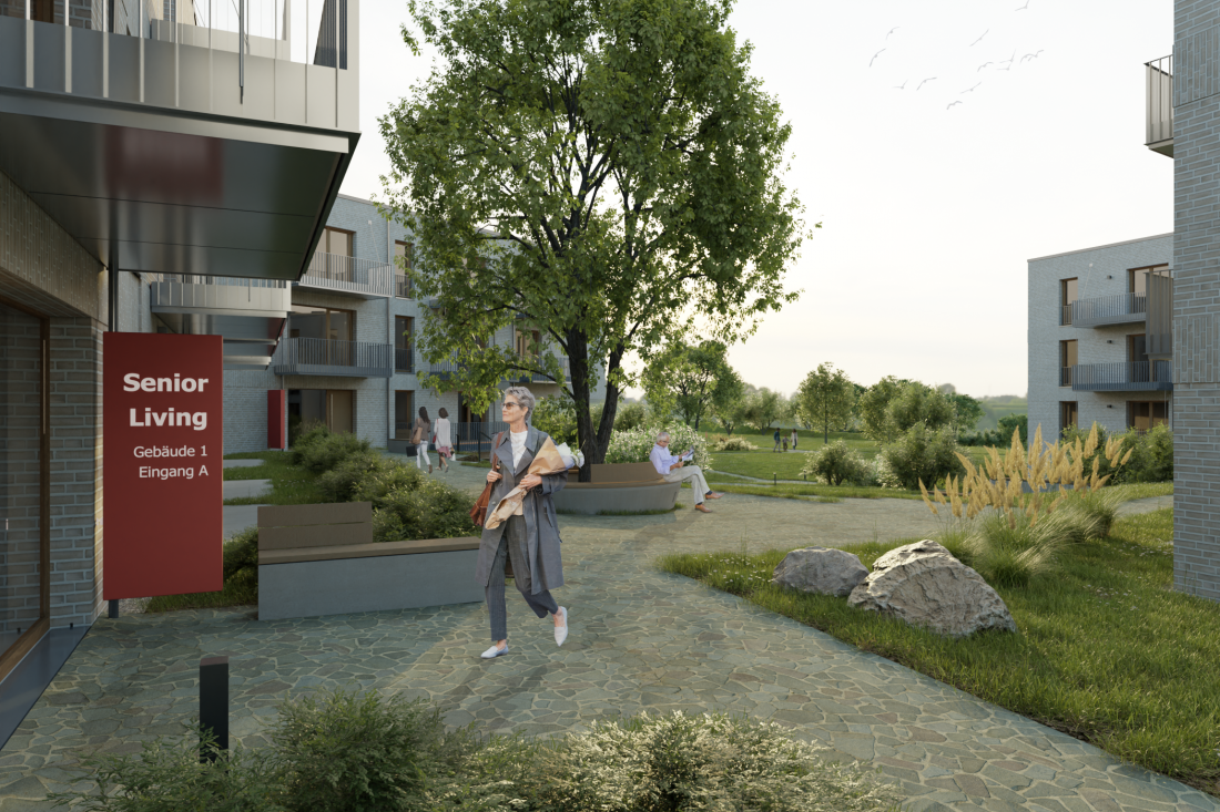 Visualisierung der Wohnanlage Senior Living 60+